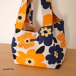 エコバック　コンビニサイズ　　* マメリッコ風フラワー　col. navy