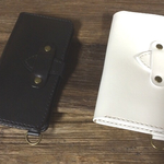 オーダー作品iPhone6s plus本革ケース 白と黒