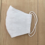 ハンドメイド★大人マスク☆綿レース☆刺繍☆白☆夏