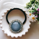 新色☆ブルーシェル ビーズ刺繍 ヘアゴム