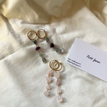Swinging earrings 【フローライト、ローズクォーツ】sale対象