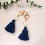 《再×6》秋色♡タッセルとゴールドダイヤのイヤリング＊＊blue