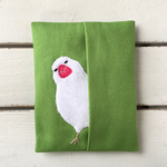 ひょっこり白文鳥のポケットティッシュケース(グリーン)