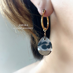  【アレルギー対応】wood and clear motif ピアス(チタン)