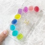カラフルドロップスのスマホケース　クリアケース　イニシャル付き　iPhoneケース　iPhone12 pro MAX mini対応