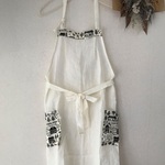 リネンエプロン　ベルギーリネン＆リバティ　オフ白
