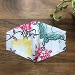 女性サイズ  通気性抜群☆ 梨園染手ぬぐい（手ぬぐい）マスク　てっせんと蝶⑥　夏用 敬老の日