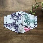 女性サイズ  通気性抜群☆ 梨園染手ぬぐい（手ぬぐい）マスク　てっせんと蝶⑪　夏用 浴衣に合う