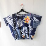 　 浴衣リメイク　パッチワークのトップス　藍染　