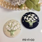 スズランの花刺繍 ブローチ／ヘアゴム