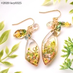 ワイヤー×ドライフラワーのアシンメトリーピアス[金具はイヤリング、樹脂イヤリング、樹脂ピアスにも変更可能です]