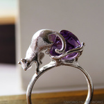 アメシストと猫 リング ＊ Amethyst & Cat Ring