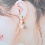 淡水パール（ライス）とジルコニア（ビーズボール）♡ピアス・イヤリング♪【K18・K14GF/14kgf対応】