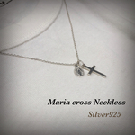 Silver925素材のクロスとメダイのネックレス