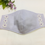夏仕様　冷感加工マスク　花柄刺繍ワッペンパープル　再販②