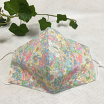 大きめサイズ　涼感ドライ立体夏マスク　花柄　水色