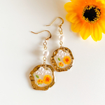 🌻ひまわりとパールのピアス　