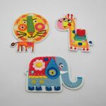 刺繍ワッペン（ライオン・きりん・ぞう）★3枚セット