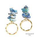 4pcs★shell cyan blue ring (シアンブルー シェル フープ）