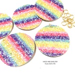 【6pcs・丸カン付】lamé rainbow border big charm（ラメ ポリウレタンチャーム）