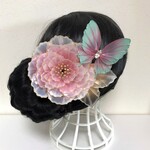 【オーダー専用】芍薬コームと蝶Uピンセット