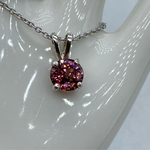 ちょっと訳あり　ピンクジルコン（ダークピンク　天然石）のシンプルネックレス 