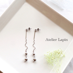 New!!シルバーメタルボールのジグザグイヤリング/ピアス