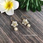 ∴Plumeria＆Pearl∵フックピアス【1021】