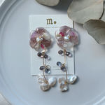 2way♡つぶつぶとビオラ風お花ピアス/イヤリング 