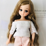 送料無料♡リカちゃん服♡袖レースオフショルカットソー♡単品♡リアルクローズ ♡大人リカちゃん