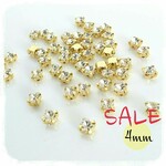 ４mm（ゴールド台座付き）クリア＊100個！＼送料無料／デコパーツ ハンドメイド