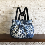 4WAYバルーンバッグ / バックパック/斜め掛けバッグ/ショルダーバッグ/トート - Blue Painterly Blossom