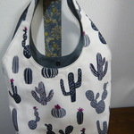 no様オーダー品：サボテン柄のキャンバス地　裏地付きB5サイズショッピングトート