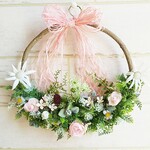 玄関ドアリース    ブバリアピンクリース     お誕生日プレゼント、母の日、ご結婚祝、記念日ギフト