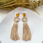 べっ甲×ロングタッセルの秋ピアス／イヤリング