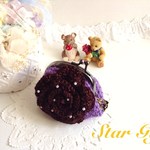 お花のコロリンがま口♡(パープル×ブラウン)
