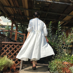 リネンのロングシャツワンピースM