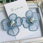 【送料込】シフォンフラワー×ビジュー☆ピアス
