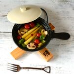 陶製 耐熱 直火 スキレット フライパン フタ付き 6.5インチ/r42