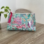 【アリスズガーデン M】透明ビニールとリバティ タナローンを合わせたポーチ＊リボンがキュート♪