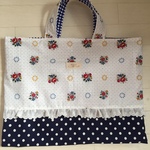 フラワー×紺ドット＊レッスンバッグ