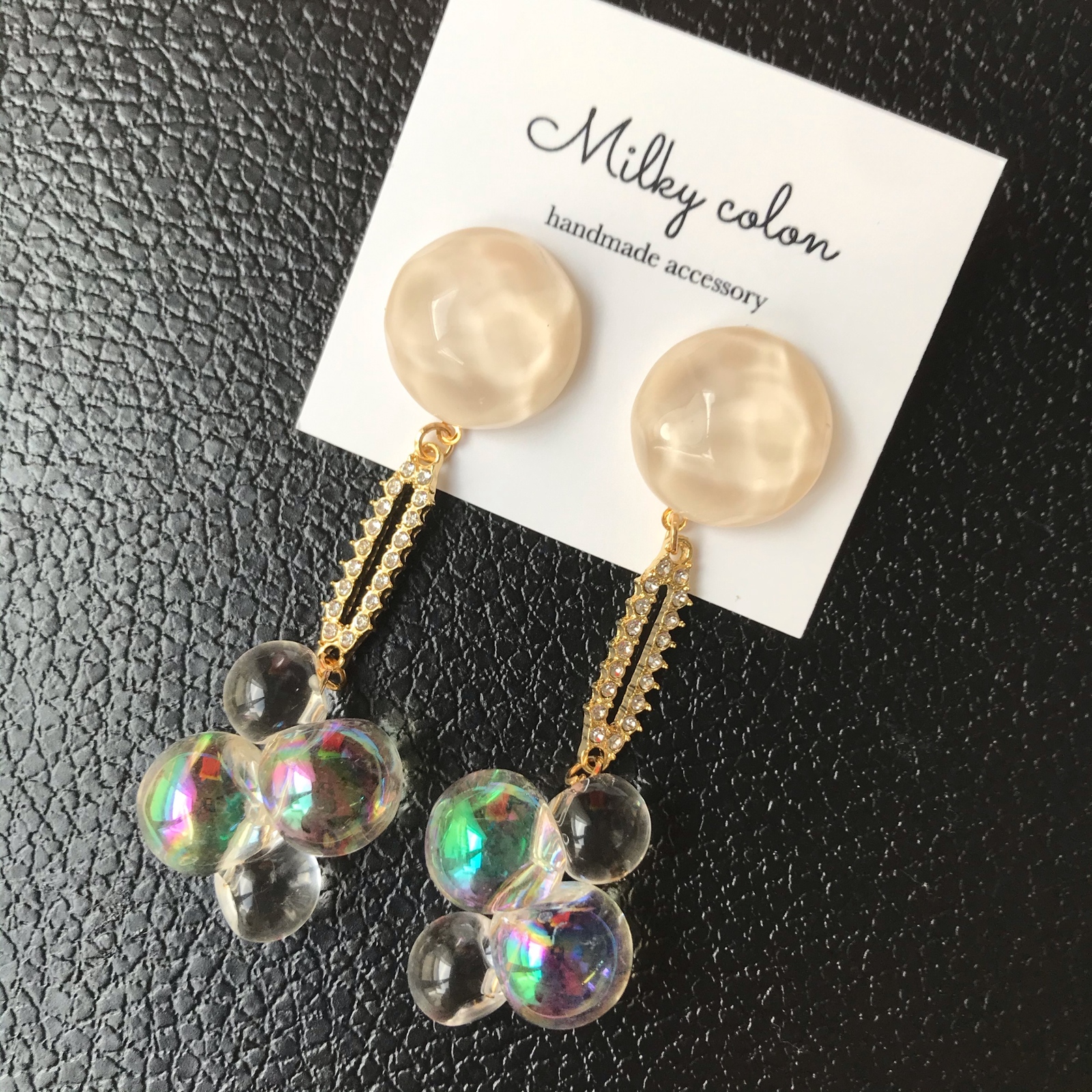 ちょっこり♡風鈴風にゃんこ♡ストロベリーミルク マーブル ピアス/イヤリング★ Cream dot. 選べる ピアス イヤリング チタンポスト ねじ式