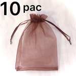 【14×20cm】ブラウン　オーガンジーbag  巾着　袋　10枚セット