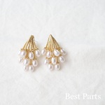 2pcs ピアスパーツ パールデザイン ゴールド