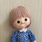母の手作り人形　女の子青色のワンピース　１３