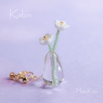「 花瓶 」イヤリング/ピアス ききょう*花・白・チェコビーズ*