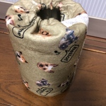 ミルク缶カバーでポットン落とし　犬柄