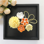 つまみ細工の髪飾り【パステル　イエロー×オレンジ】成人式　振袖　卒業式　袴　浴衣　七五三　着物に♪
