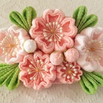 〈つまみ細工〉桜のバレッタ(サーモンピンク&淡桜)