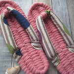 布ぞうり：amano10さまご予約品＊coral pink 25cm/北欧stripe & dot